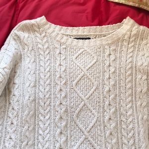 American Eagle White Cable-knit Sweater